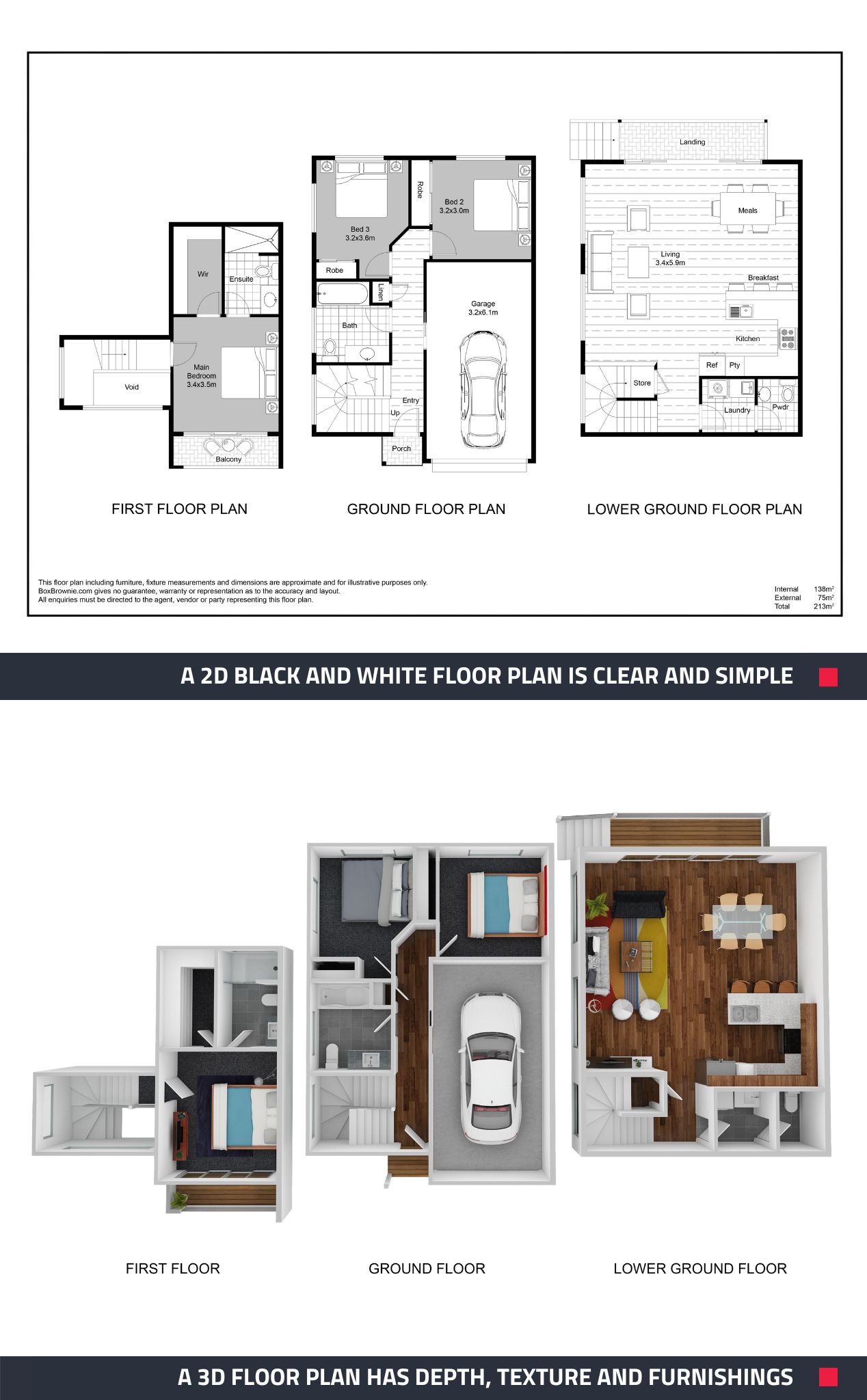 BoxBrownie FLOOR PLANS IN PROPERTY LISTINGS 2D VS 3D